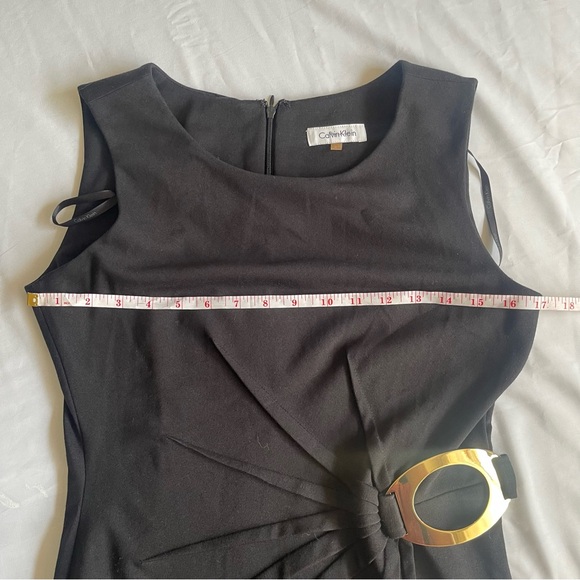 Calvin Klein Black and Gold Sheath Midi Dress - Picture 4 of 7